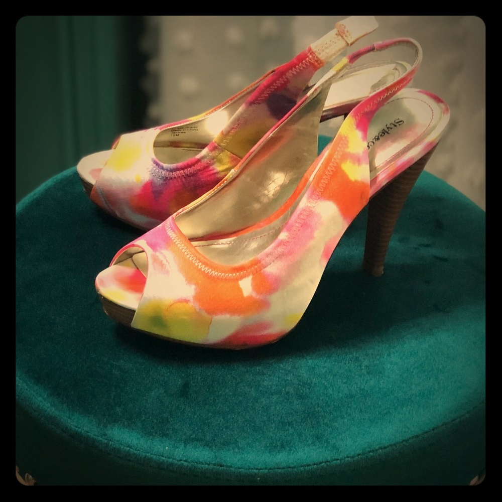 Multi Colored Peep Toe Slingback heels!💖